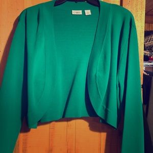 Ladies CATOE green open front cardigan (short)